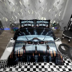 Feelyou Aircraft Theme Multi-Size Polyester Fiber Bedding Set - Airplane Print, Travel-Ready Comforter, Modern Quilt, Runway Duvet for Boys