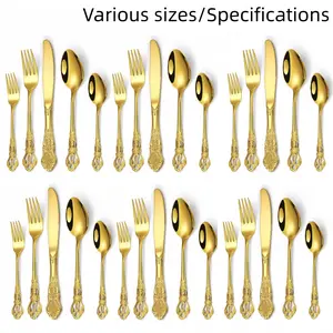 Luxury Style Stainless Steel Cutlery Set, 20/30pcs Including Steak Knife, Fork, Spoon, Tableware Set Dinnerware Sets for Home, Restaurant, Hotel, Wedding, Gift, Tableware Kit