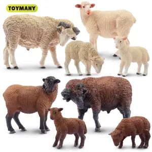TOYMANY 8pcs Merino Sheep Figurines Toyset - Durable PVC Plastic Realistic Farm Animal Sheep & Lamb Toys, Educational Farm Playset for 3+ Kids, Ideal Birthday Gift
