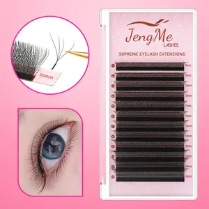 JengMe Supreme Eyelash Extensions - DIY W Shape Clover Lash Extensions 0.07mm Volume Fans 4D Web Root Premade Handmade Black Lashes Soft Lightweight Cluster for Salon Use Daily Makeup