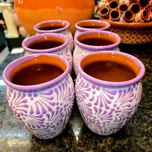 6 Terracotta Cielito Lindo Talavera Flower Vases 1 Liter Capacity Handmade in Puebla Mexico Handcrafted Floral Arrangements Decor