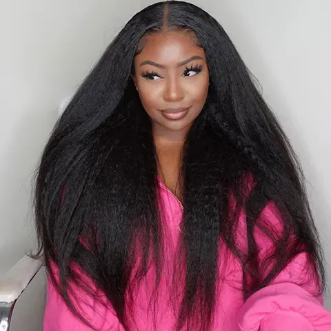 Vshow Kinky Straight Human Hair 10x6 Lace Front Wigs 7X5 Pre Cut HD Lace Wear Go Glueless Human Hair Wigs For Women