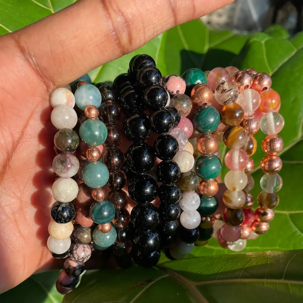 Copper Crystal Bracelets, Daily wear 7” Elastic crystal bracelets