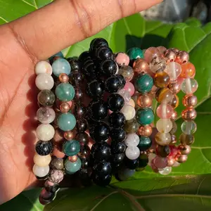 Copper Crystal Bracelets, Daily wear 7” Elastic crystal bracelets