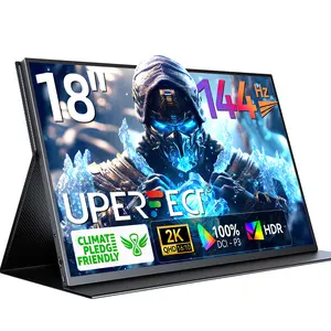 UPERFECT 18 Inches 2K 144HZ Portable Gaming Monitor IPS Display 100% sRGB HDR Low Blue Light Ultra-Slim Kickstand Dual Speakers USB-C HDMI Plug & Play for Laptop PC Mac PS5 Xbox Switch Gaming Remote Work monitor freesync Full Office hz work mini C
