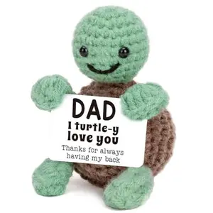 Funny Turtle Fathers Day Dad Gifts from Daughter Son Wife, Birthday Gift for Dad Father Daddy Presents, I Love You Small Cute Stuff Things, Handmade Emotional Positive Crochet Turtle
