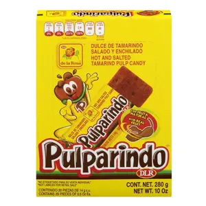 De la Rosa Pulparindo Tamarind Mexican Candy - Original Flavor - One 10 oz (280g) Box with 20 Individually Wrapped Bars