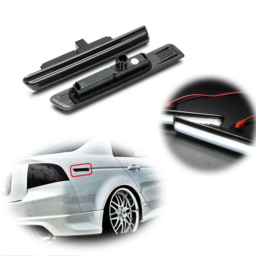 2pcs JDM Type-S Look Smoked Rear White LED Smoke Side Marker lamps Light For 2004 2005 2006 2007 2008 Acura TL,Replace OEM AC2861100, AC2860100