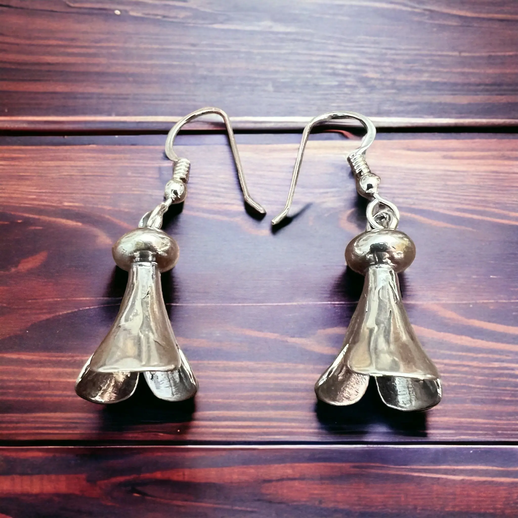 Sterling Silver Squash Blossom Statement Earrings — 21mm Drop