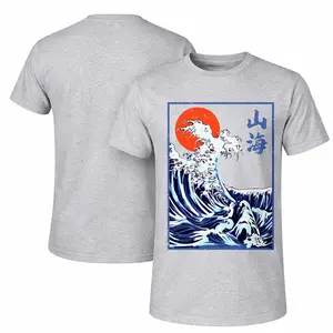 This Men's Pure Cotton Short-Sleeve T-Shirt Features The Graphic "Japanese Mountain and Sea Culture" A Stylish Unisex Piece Suitable For Both Men And Women, Its Classic Crew-Neck Design Makes It A For All Four Seasons.