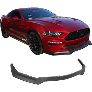 IKON MOTORSPORTS, Front Bumper Lip Splitter Compatible with 2018-2023 Ford Mustang GT, R Spec Style PP Front Bumper Lower Valance Protector Splitter Unpainted Black