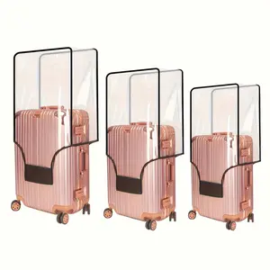 3-Piece Clear PVC Luggage Covers, Scratch-Resistant and Durable. Fits 20/24/28-inch suitcases, reinforced edge design, multi-size compatible.