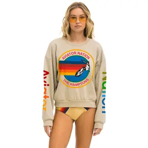 AVIATOR NATION HAMPTONS RELAXED CREW SWEATSHIRT - SAND