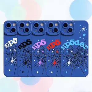 Gothic Y2K Spider Web Phone Case for iPhone 11 12 13 14 Plus 15 16 E 17 Pro Max Air & Samsung S21 S22 S23 S24 S25 S26 Ultra Plus, Aesthetic Blue Gothic Streetwear Style Shockproof Protective Cover, Lightweight, Customized