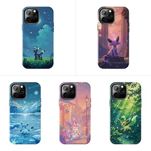 Cute Pokemon Pixel Art Case for iPhone 17-7 Pro Max Plus & Samsung Galaxy S26-S21 Ultra Plus - U.Umbreon Espeon Sylveon Glaceon Leafeon Aesthetic Phone Cover unisex