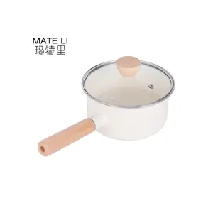 Single Handle Cooking Food Soup Pot Mini Enamel Saucepans Enamel Cookware Milk Pot with Single Handle