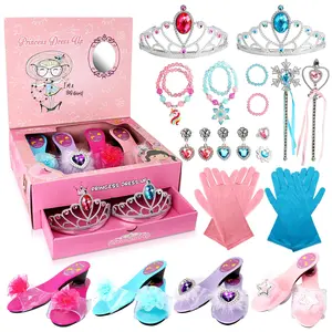 Princess Doll Shoes & Crowns & Jewelries & Gloves & Wands Set, 26pcs/set Princess Dress Up Toy, Pretend Play Toy for Girls