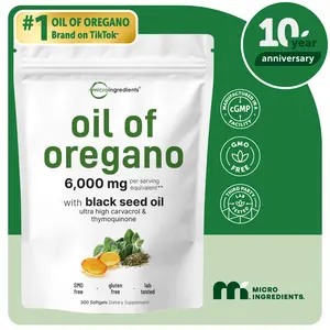 Micro Ingredients Oregano Oil with Black Seed Oil, 150/300 Softgel, 4X Strength Carvacrol & Thymoquinone | Plant Based, Non-GMO