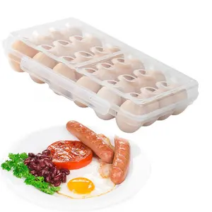 Egg Storage Container for Refrigerator Stackable Clear Egg Container Egg Holder for Camping, Hardboiled Egg Container Stores 24 Eggs