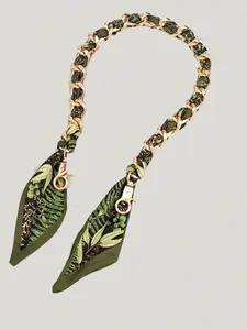 Polka Dot Silk-Chain Purse Strap-Elegant Scarf-Inspired Bag Extender with Gold Chain for Shoulder or Crossbody Bags Versatile Usage All Season Multifunction Straps