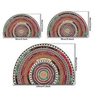Boho Style Semicircular Door Mat, Boho Graphic Rug, Non-Slip Soft Floor Carpet, Washable Decorative Area Rug for Home Living Room, Bedroom, Kitchen