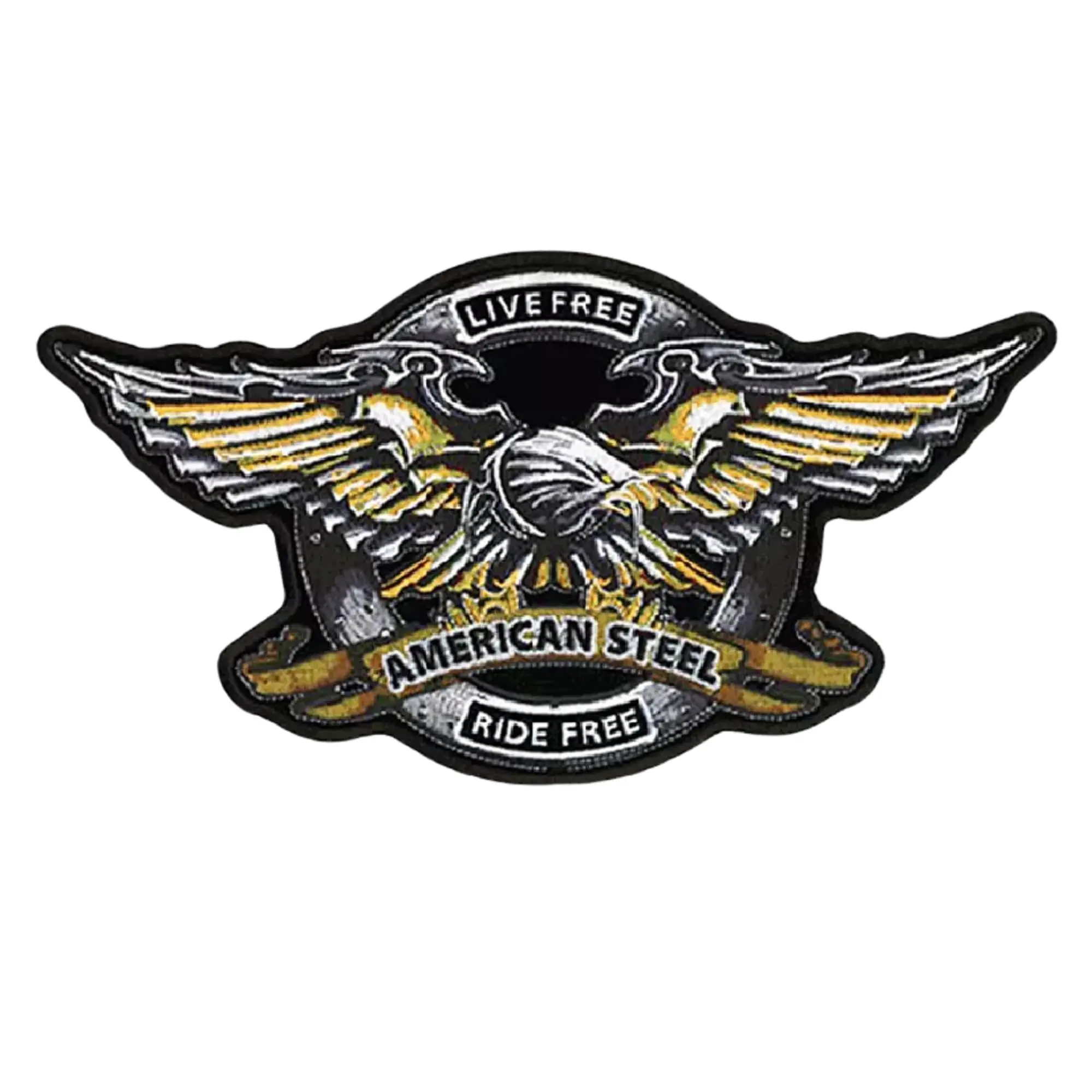 Iron Eagle Live Free Embroidered 11.0x5.5 Inch Biker Back Patch