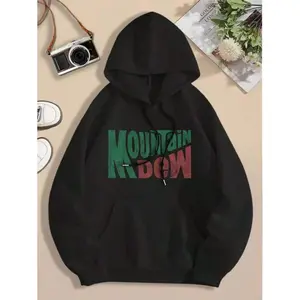 Vintage Mountain Dew Women's Sweatshirt Retro T-Shirt Style Graphic Tee Casual Pullover-White And Navy Off-The-Shoulder Cropped Top-Unisex