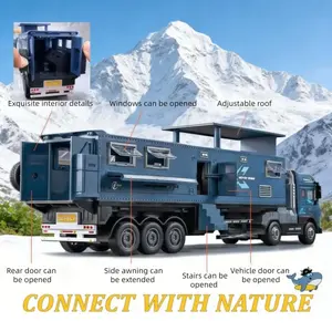 End of School Year Gift Large Alloy RV Toy Car Model Simulation Off-Road Truck Multifunctional with Cool Lights Music Separable Body Family Party Gift