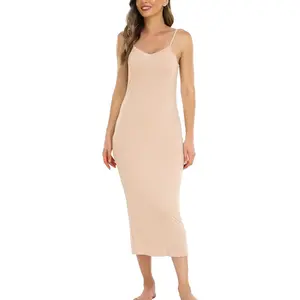 Women Full Slips Sexy Soft Slip Dress for Under Dress Spaghetti Strap Cami Slip Chemises V Neck Negligee S-3XL