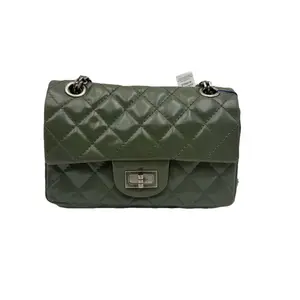 Pre-owned CHANEL patent leather Crossbody Bags 2.55 reissue olive green quilted flap bag ruthenium hardware h8 h71927
