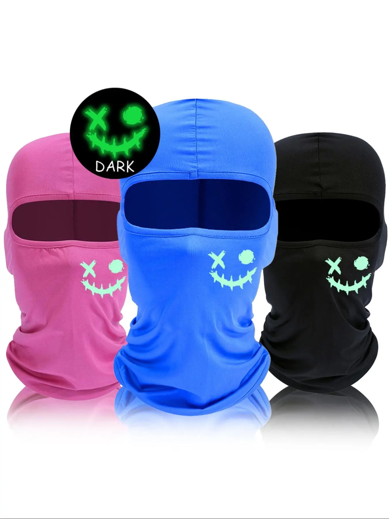 Luminous Smiling Face Printing Ski Mask for Men Women, Windproof Balaclava Face Mask for All Seasons, Stylish Sporty Scarf for Snowboard Motorcycle