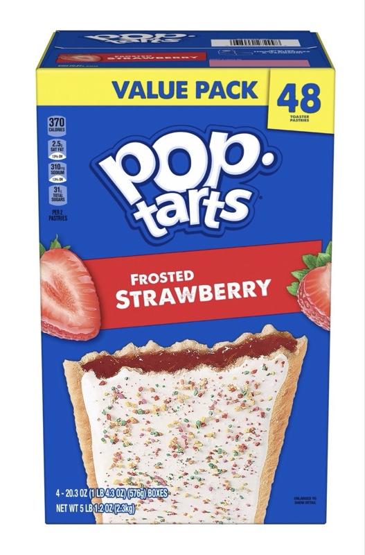 Pop-Tarts Frosted Strawberry Value Pack 48 Toaster Pastries 370 Calories Each