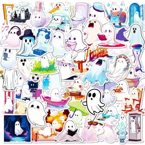 50 Pack of Halloween Ghost Themed Stickers and Decals. No Duplicates. Water Bottles, Halloween Parties, Trick or Treat Giveaways and more!