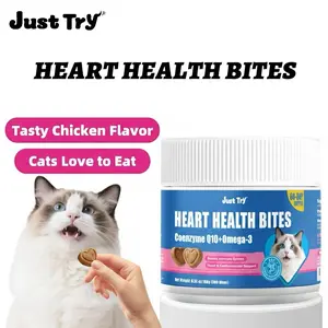 Just Try Coenzyme Q10 Heart Healthy Bites for Cats – Advanced Q10 & Taurine Supplement, Chicken Flavored Soft Chews for Feline Heart Health, 300 Count