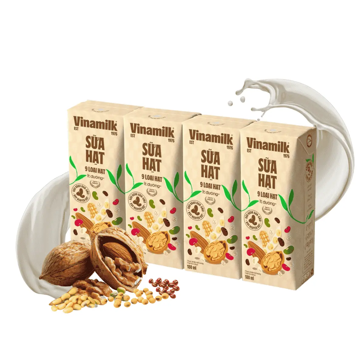 [Vinamilk] 9 Seeds Plant Milk – Less Sugar (4 x 180ml)