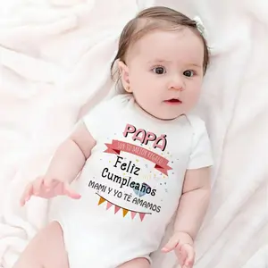 Daddy I'm Your Best Gift Happy Birthday Daddy Print Baby Bodysuit Unisex Short Sleeve Jumpsuit Newborn Baby Boys Girls Casual Outfit