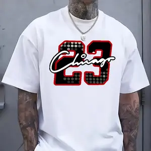 Chicago 23 Graphic T-Shirt, Retro Varsity Number Tee With Script Logo, Classic Streetwear Short Sleeve Shirt, Unisex Casual Top, Sports City Vibes Gift