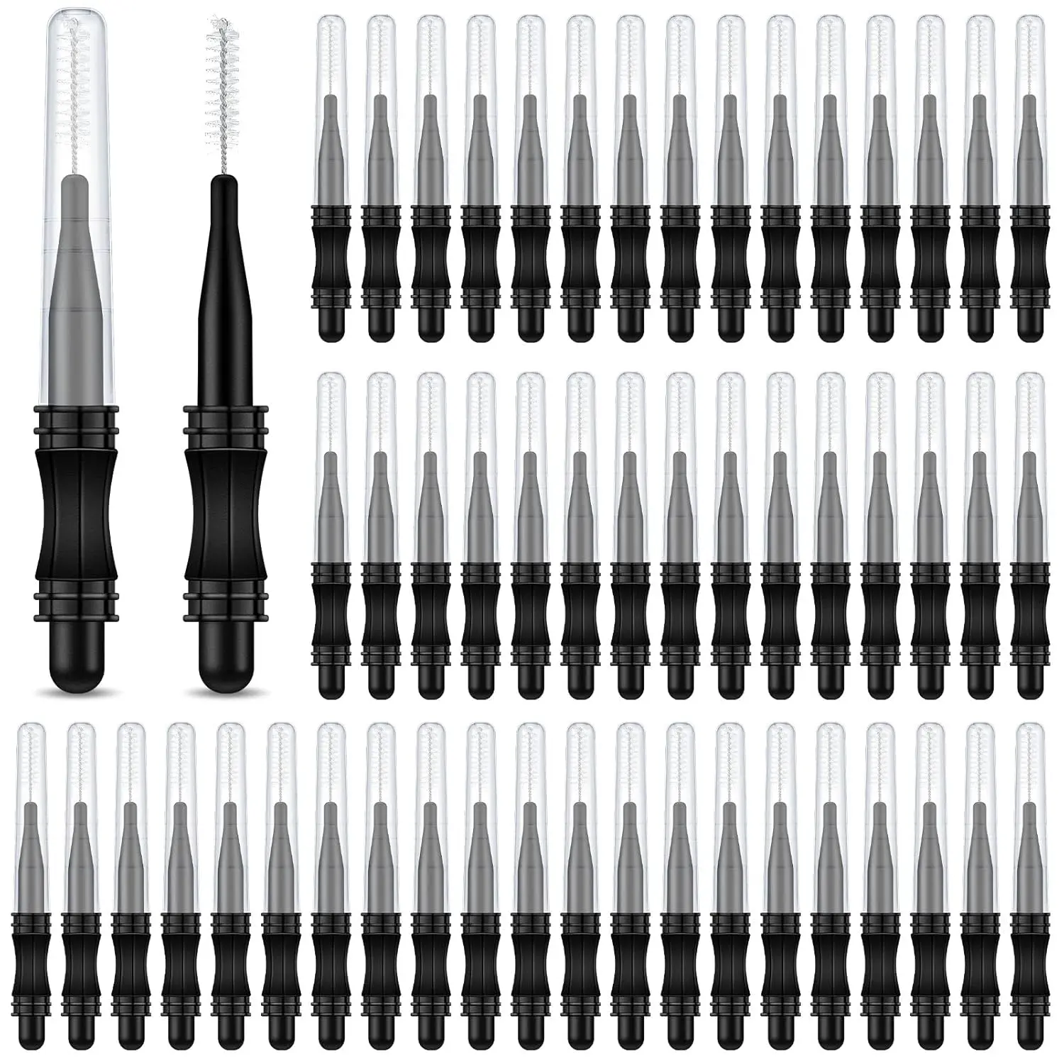 100 Pcs Black & White Disposable Micro Spoolie Brushes with Caps for Eyelashes Extensions & Brow Lamination, Cruelty-Free Cosmetic Makeup Tools for Creators & Dreamers