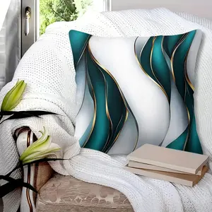 Luxury Fluid Art Print Throw Pillow with Insert, 45cm Square Zip Closure, Abstract Fluid Lines and Sophisticated Color Scheme, Soft Comfort Bedroom Sofa Cushion, Minimalist and Textured home Decor