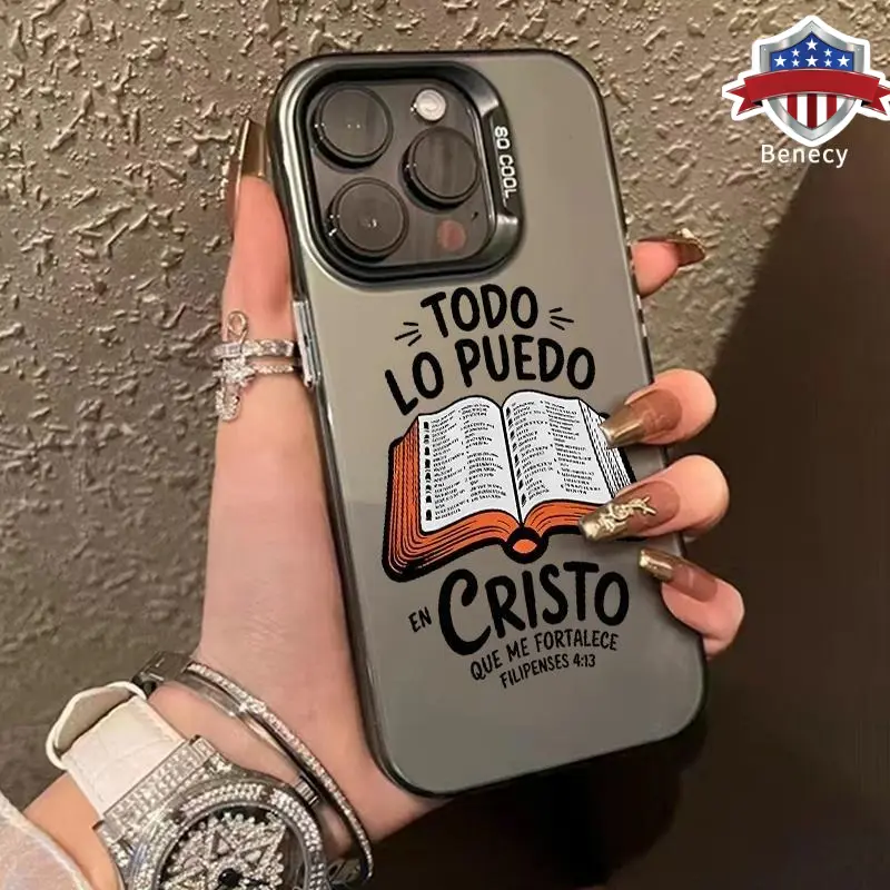 Bible Verse Aesthetic Christian Pattern Phone Case for iPhone 17 16 Pro Max 15 Plus 14 13 12 11  Air XR XS Plus E Shockproof Drop Protective Durable PC Smartphone Cover Cellphone Casing