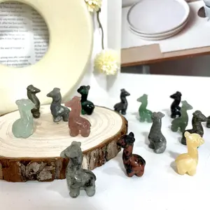 Different Material 3CM Height Small Giraffe Crystal Carvings 10 Counts Rose Quartz Clear Quartz Yellow Healing Crystal Home Decoration From IG Crystal