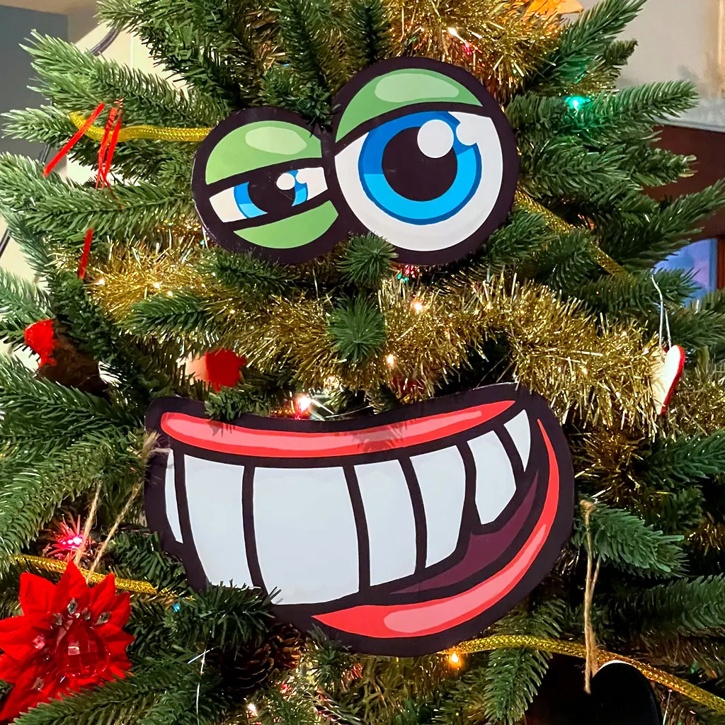 Cartoony Smile Christmas Tree Face Set - Foam Cut Out Decoration christmas  2024