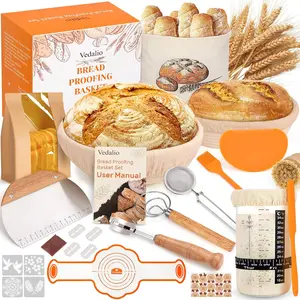 Round Sourdough Bread Making Bakeware Kit - Includes Proofing Basket, Starter Supplies, Ideal Gift for Home Bakers