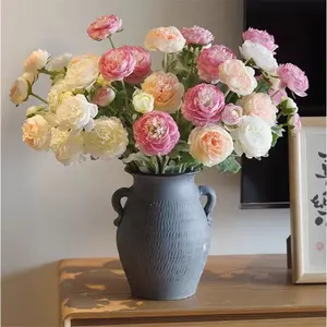 Artificial Ranunculus Bouquet - Pastel Silk Flowers for Home Decor, Wedding & Table Centerpieces