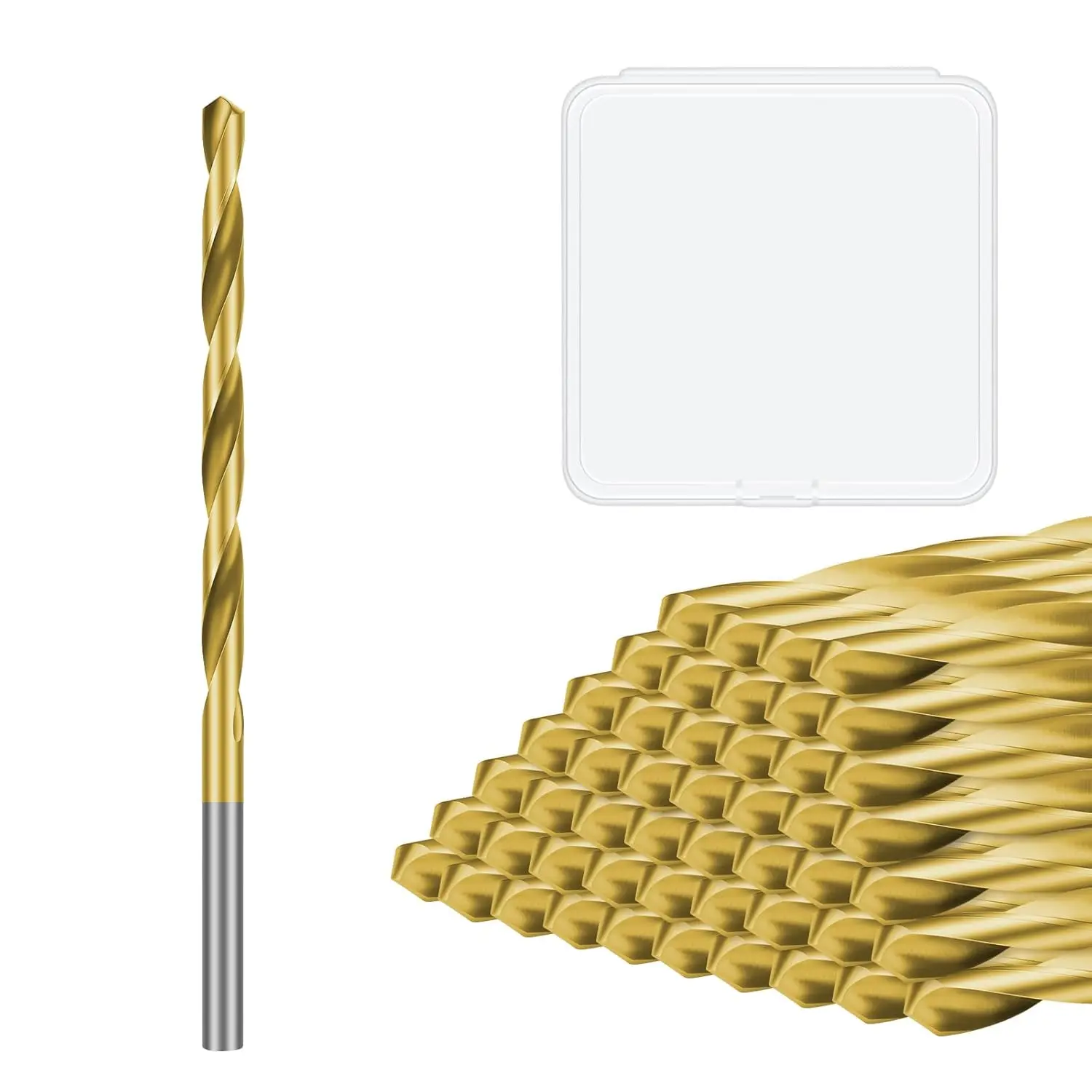 50 PCS 1/8 Inch Drywall Bit, Spiral Saw Tip Cutting Bits Tools with Box, Guide Point Cutting Bits for Use with Spiral Saws, for Drywall Work, Outlets, Woodworking, Construction Tasks (Gold)