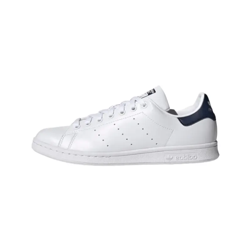 Male Regular Fit Classic Court Sneakers - Vegan Synthetic Leather Sports Shoes, Trendy Lace-Up Casual Trainers for Walking, White & Navy, Sneaker, Footwear, Athletic Walking Shoes, Trendy Walking Shoes