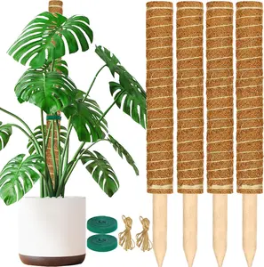 Moss Pole, 4 Pack 17inch Monstera Plant Support Stackable Moss Poles for Climbing Plants, Sphagnum, Indoor Potted Plants - Can Stacked Up to 56’’