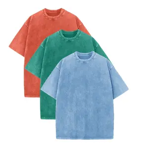 Men's Oversized Cotton T-Shirts Loose Fit Vintage Washed Tee Unisex Short Sleeve Casual Shirts Tops