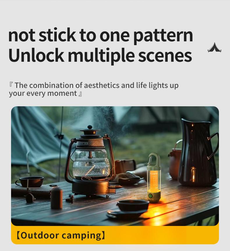 Portable LED Camping Light with Keychain & Hook, Multi-Color Mini Flashlight, Outdoor Atmosphere Lamp for Camping & Hiking