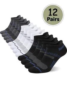 Men's 12 Pairs Stripe Print Ankle Socks, Moisture Wicking Athletic Socks, Soft Comfy Breathable Socks for Men, Activewear, Striped